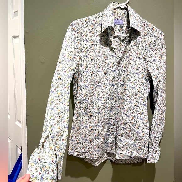 Liberty Vintage Collared Dress Up Shirt Long Sleeve Work Floral Button Down - Picture 1 of 7